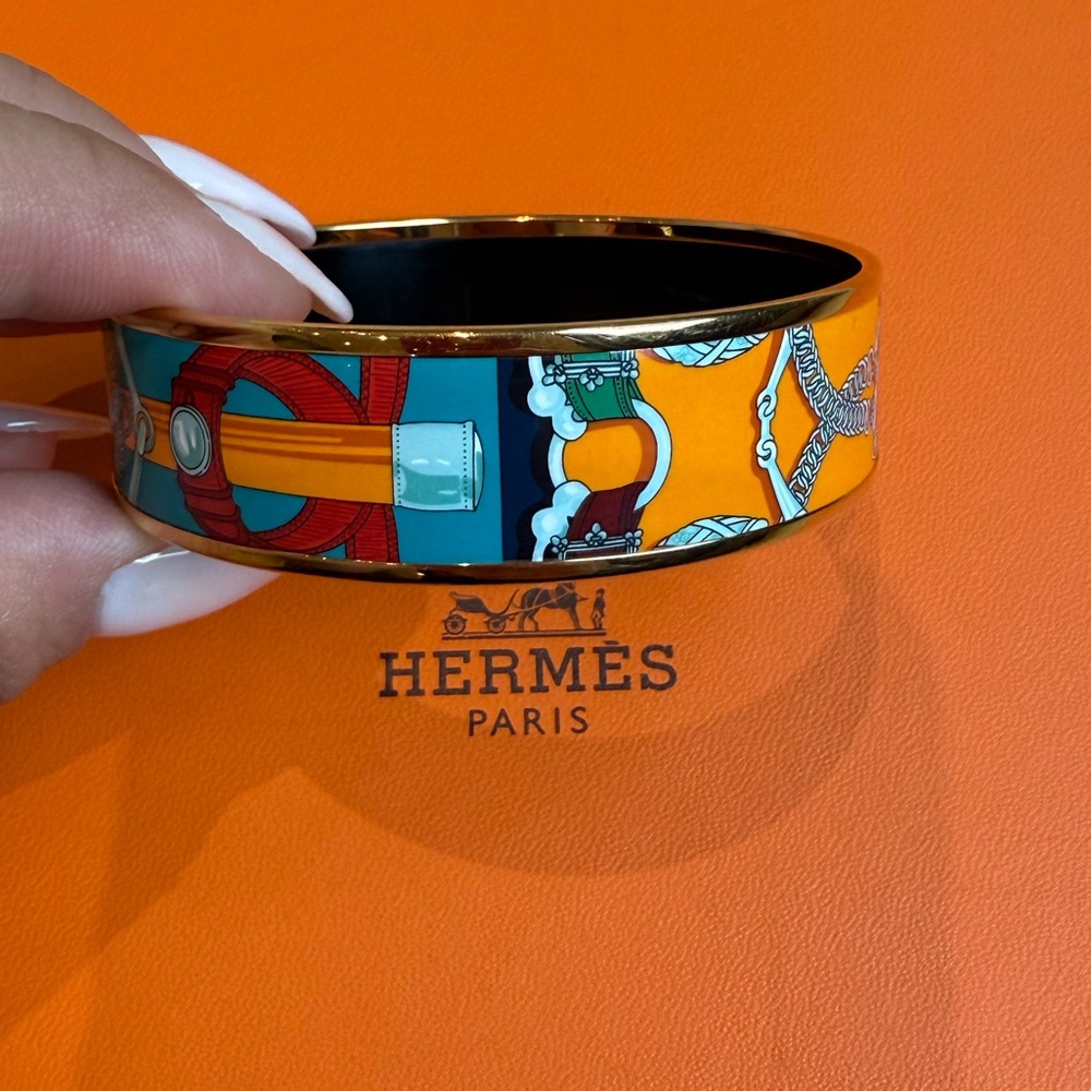 Authentic Hermes Enamel Bangle Bracelet - image 1